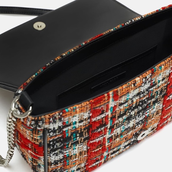 • Zara • Tweed Crossbody Bag with Chain - Picture 4 of 7